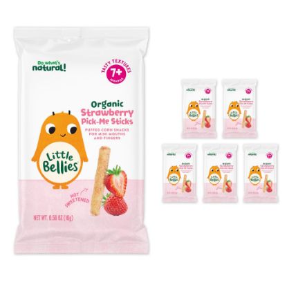 Picture of Little Bellies Organic Strawberry Pick-Me Sticks Baby Snack (Pack of 5 x 0.56 oz Individual Packs)