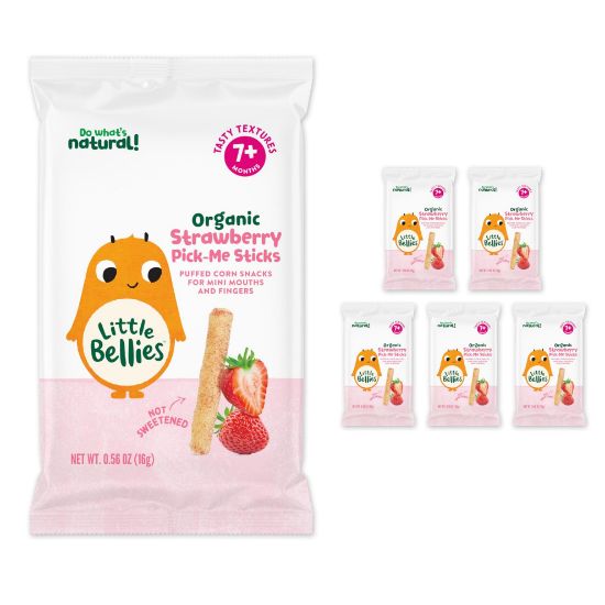 Picture of Little Bellies Organic Strawberry Pick-Me Sticks Baby Snack (Pack of 5 x 0.56 oz Individual Packs)