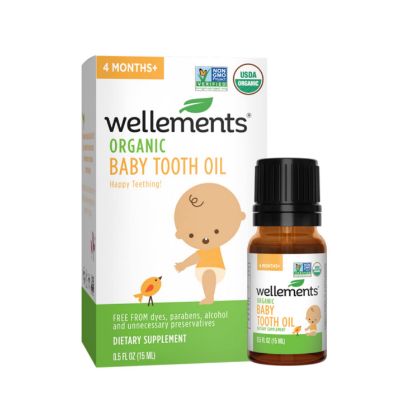 Picture of Wellements Organic Baby Tooth Oil | Soothing Massage Oil for Tiny Gums, Helps Make Teething Happy, Made with Safe and Effective Certified Organic Ingredients | 0.5 Fl Oz. 4 Months +