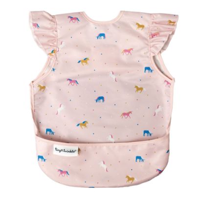 Picture of Tiny Twinkle Mess Proof Baby Bib - Waterproof & Lightweight Baby-Led Weaning Apron | 100% Recycled Polyester, Easy Clean & Machine Washable (Unicorn Confetti, Small 6-24 Months)