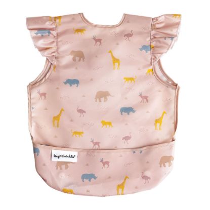 Picture of Tiny Twinkle Mess Proof Baby Bib - Waterproof & Lightweight Baby-Led Weaning Apron | 100% Recycled Polyester, Easy Clean & Machine Washable (Petite Safari, Small 6-24 Months)