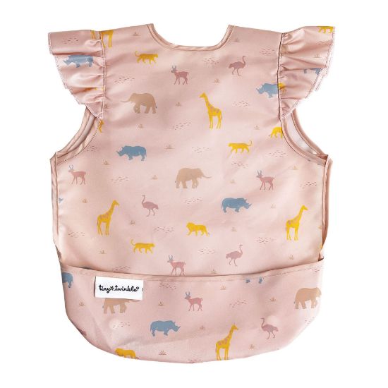 Picture of Tiny Twinkle Mess Proof Baby Bib - Waterproof & Lightweight Baby-Led Weaning Apron | 100% Recycled Polyester, Easy Clean & Machine Washable (Petite Safari, Small 6-24 Months)
