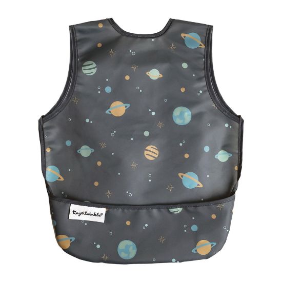 Picture of Tiny Twinkle Mess Proof Baby Bib - Waterproof & Lightweight Baby-Led Weaning Apron | 100% Recycled Polyester, Easy Clean & Machine Washable (Space, Small 6-24 Months)