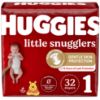 Picture of Huggies Size 1 Diapers, Little Snugglers Newborn Diapers, Size 1 (8-14 lbs), 32 Count