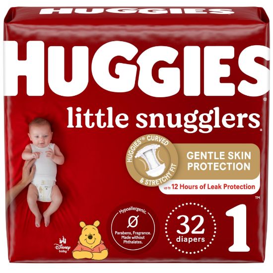 Picture of Huggies Size 1 Diapers, Little Snugglers Newborn Diapers, Size 1 (8-14 lbs), 32 Count