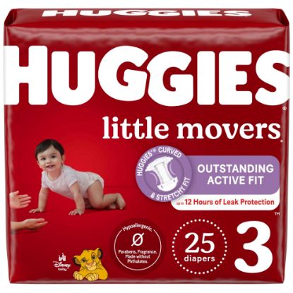 Picture of Huggies Size 3 Diapers, Little Movers Baby Diapers, Size 3 (16-28 lbs), 25 Count