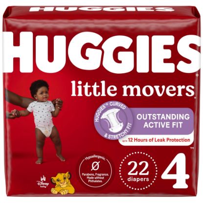 Picture of Huggies Size 4 Diapers, Little Movers Baby Diapers, Size 4 (22-37 lbs), 22 Count (Packaging May Vary)