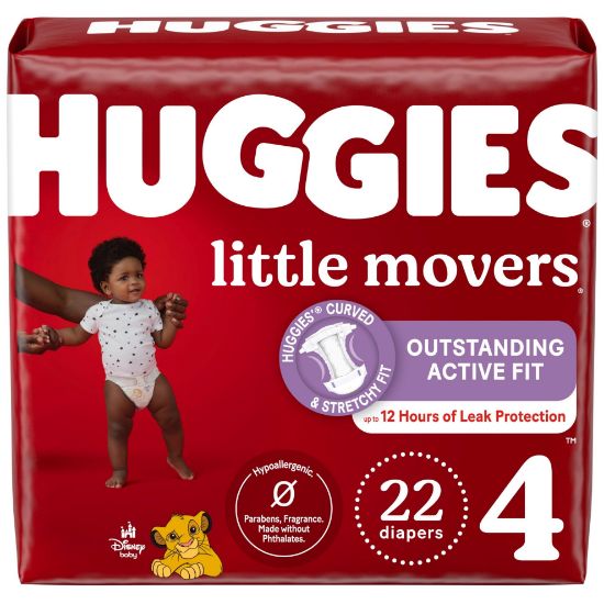 Picture of Huggies Size 4 Diapers, Little Movers Baby Diapers, Size 4 (22-37 lbs), 22 Count (Packaging May Vary)