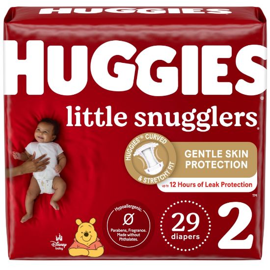 Picture of Huggies Size 2 Diapers, Little Snugglers Baby Diapers, Size 2 (12-18 lbs), 29 Count