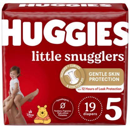 Picture of Huggies Size 5 Diapers, Little Snugglers Baby Diapers, Size 5 (27+ lbs), 19 Count