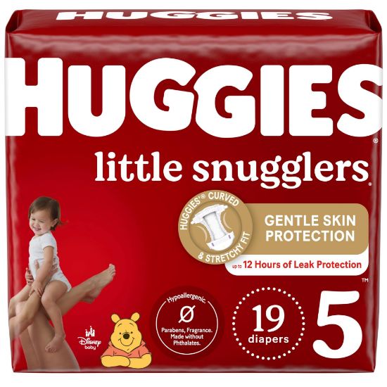 Picture of Huggies Size 5 Diapers, Little Snugglers Baby Diapers, Size 5 (27+ lbs), 19 Count