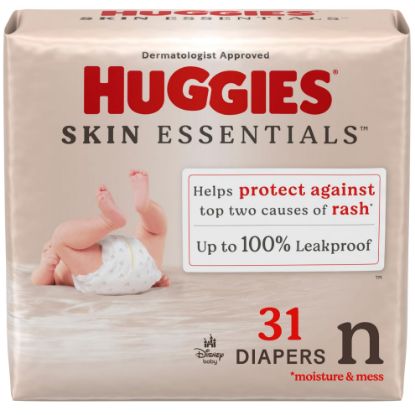 Picture of Huggies Size Newborn Diapers, Skin Essentials Baby Diapers, Size Newborn (6-9 lbs), 31 Count, Packaging May Vary