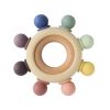 Picture of Arudyo Baby Teething Toys Silicone Teethers BPA Free Silicone Rudder with Wooden Ring Soothe Babies Gums (8 Directions - Gray)