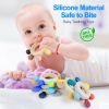 Picture of Arudyo Baby Teething Toys Silicone Teethers BPA Free Silicone Rudder with Wooden Ring Soothe Babies Gums (8 Directions - Gray)