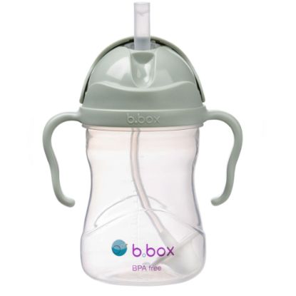 Picture of b.box Sippy Cup with Weighted Straw. Drink from any Angle, Leak Proof, Spill Proof, Easy Grip. BPA Free, Dishwasher Safe. For Babies 6m+ to Toddlers (Sage, 8oz)