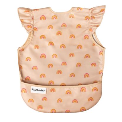 Picture of Tiny Twinkle Mess Proof Baby Bib - Waterproof & Lightweight Baby-Led Weaning Apron | 100% Recycled Polyester, Easy Clean & Machine Washable (Boho Rainbow, Small 6-24 Months)