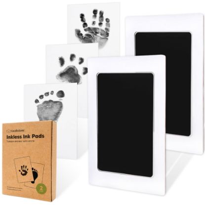 Picture of 2-Pack Inkless Baby Hand and Footprint Kit - Mess Free Ink Pad for Newborn Keepsake, Dog Nose & Paw Print Kit, Clean Touch Ink Pad for Baby Hand & Footprints, Ideal Mother's Day Gifts (Jet Black)