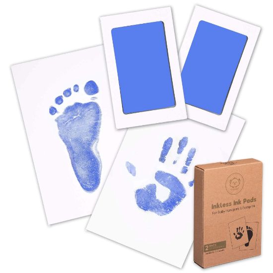Picture of 2-Pack Inkless Hand and Footprint Kit - Ink Pad for Baby Hand and Footprints - Dog Paw Print Kit,Dog Nose Print Kit - Baby Footprint Kit, Clean Touch Baby Foot Printing Kit, Handprint Kit (Sky Blue)