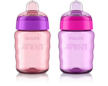 Picture of Philips AVENT My Easy Sippy Cup with Soft Spout and Spill-Proof Design, Pink/Purple, 9oz, SCF553/23 (Pack of 2)