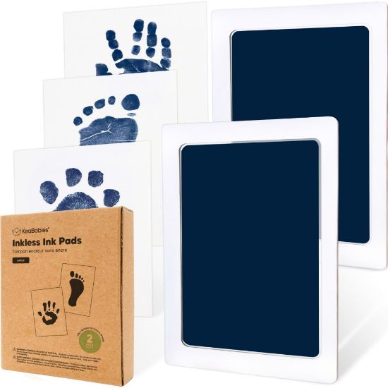 Picture of 2-PackInkless Hand and Footprint Kit - Ink Pad for Baby Hand and Footprints - Dog Paw Print Kit,Dog Nose Print Kit - Baby Footprint Kit, Clean Touch Baby Foot Printing Kit, Handprint Kit(Navy, L)