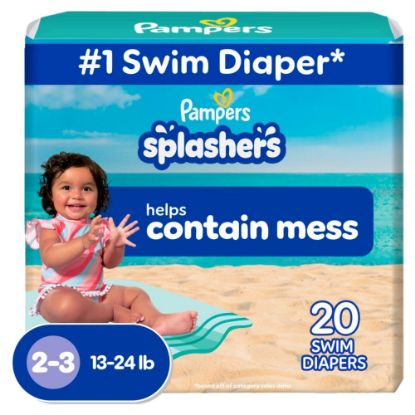 Picture of Pampers Swim Diapers - Splashers - Size 2-3, 20 Count, Gap-Free Disposable Baby Swimming Pants