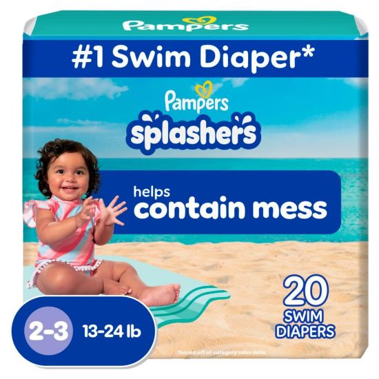 Picture of Pampers Swim Diapers - Splashers - Size 2-3, 20 Count, Gap-Free Disposable Baby Swimming Pants