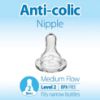 Picture of Dr. Brown’s Natural Flow Level 2 Narrow Baby Bottle Silicone Nipple, Medium Flow, 3m+, 100% Silicone Bottle Nipple, 6 Count