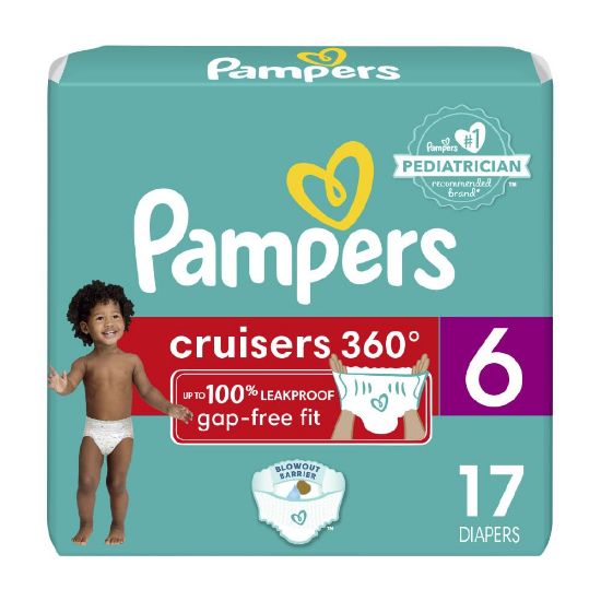 Picture of Pampers Diapers - Cruisers 360 - Size 6, 17 Count, Babyproof up to 100% Leakproof Pull-On Diaper
