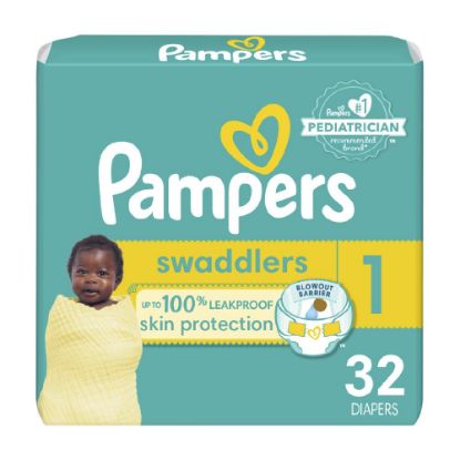 Picture of Pampers Baby Diapers - Swaddlers - Size 1, 32 Count, Ultra Absorbent Disposable Infant Diaper