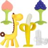 Picture of Haili XMGQ Baby Teething Toys, Silicone Baby Teether Freezer BPA Free, Soothe Babies Teething Relief Sore Gums, Banana Finger Toothbrush, Fruit Shape Giraffe Teether Set for Infant Boys and Girls