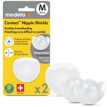 Picture of Medela Contact Nipple Shields, Medium 20mm | For Latching Difficulties during Breastfeeding, Flat or Inverted Nipples