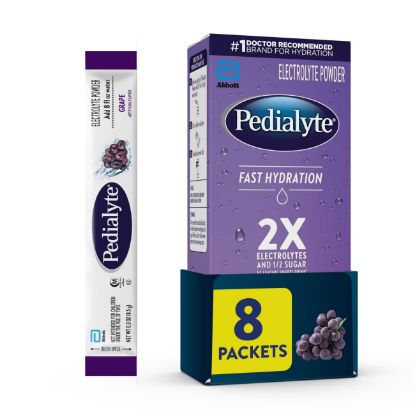 Picture of Pedialyte Fast Hydration Electrolyte Powder Packets, Grape, Hydration Drink, 8 Single-Serving Powder Packets