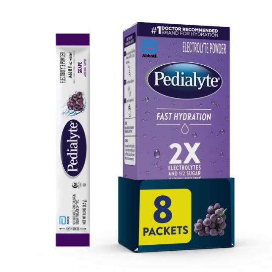 Picture of Pedialyte Fast Hydration Electrolyte Powder Packets, Grape, Hydration Drink, 8 Single-Serving Powder Packets