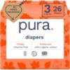 Picture of Pura Size 3 Eco-Friendly Diapers (9-20 lbs) Totally Chlorine Free (TCF) Hypoallergenic, Soft Organic Cotton, Sustainable, up to 12 Hours Leak Protection, Allergy UK, 1 Pack of 26 Diapers
