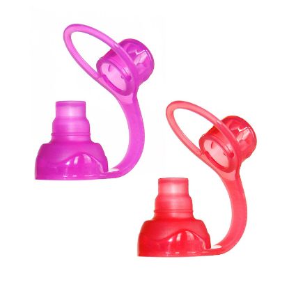 Picture of ChooMee SoftSip Food Pouch Top | Baby Led Weaning | No Spill Flow Control Valve, Protects Childs Mouth, 100% Silicone, BPA Free | 2CT Red Purple