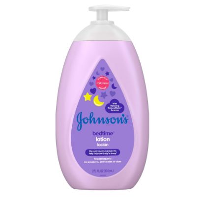 Picture of Johnson's Moisturizing Bedtime Baby Lotion with Coconut Oil & NaturalCalm Aromas to Help Relax Baby, Hypoallergenic & Free of Parabens, Phthalates & Dyes, Mild Baby Skin Care, 27.1 fl. oz