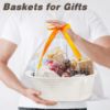 Picture of Pro Goleem Small Woven Basket with Gift Bags and Ribbons Durable Baskets for Mother's Day Gifts Empty Small Rope Basket for Storage 12"X 8" X 5" Baby Toy Baskets with Handles, White