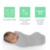 Picture of SwaddleMe by Ingenuity Compression Baby Swaddle Pod, Two-Way Zipper for Easy Diaper Changes, Improves Sleep & Calms Startle Reflex, 0-2 Months, 1.0 TOG, 1-Pack - Scribble Elephant
