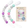 Picture of Pacifier Clip Baby Girls Binky Holder Soothie Paci Clip Silicone Bead Teething Relief Teether Toy Baby Birthday Christmas Set of 2 (Purple, Green)