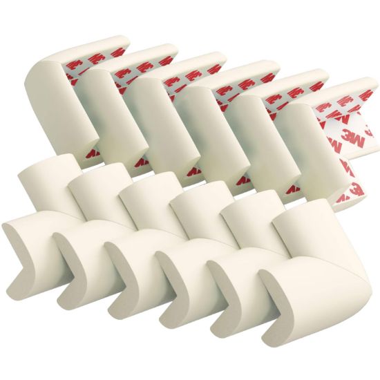 Picture of 12 Pack Corner Protector Baby Proofing Edge and Corner Guards, Soft Safety Pre-Taped Rubber Foam Furniture Bumpers for Fireplace, Table, Stair, Cabinet (Off White)