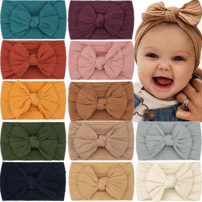 Picture of CÉLLOT Super Stretchy Soft Knot Headbands with Hair Bows Head Wrap Hair Accessories For Newborn Baby Girls Infant Toddlers Kids