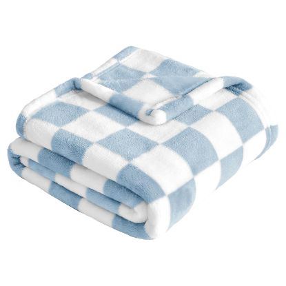 Picture of Yurhap Checkered Baby Blanket Fleece Baby Blankets for Boys, Ultra Soft Cozy Fluffy Infant Toddler Newborn Receiving Blankets for Crib Stroller, 30''x40'', Blue