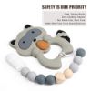 Picture of Pacifier Clip Baby Boys Silicone Paci Clip Teething Relief Teether Toy Soothie Binky Holder Chewbeads Birthday Christmas Set of 2 (Beige, Grey)