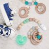 Picture of Pacifier Clip Baby Boys Silicone Paci Clip Teething Relief Teether Toy Soothie Binky Holder Chewbeads Birthday Christmas Set of 2 (Beige, Grey)