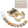 Picture of Pacifier Clip Baby Boys Girls Silicone Paci Clip Teething Relief Teether Toy Soothie Binky Holder Birthday Christmas Set of 2 Pack(Orange, Beige)