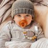 Picture of Pacifier Clip Baby Boys Girls Silicone Paci Clip Teething Relief Teether Toy Soothie Binky Holder Birthday Christmas Set of 2 Pack(Orange, Beige)