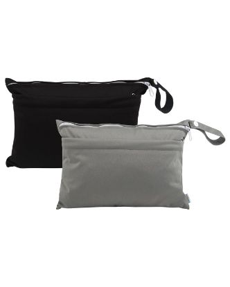 Picture of babygoal Wet Dry Bags for Baby Cloth Diapers, Washable Travel Bags, Beach, Pool, Gym Bag for Swimsuits & Wet Clothes with Two Zippered Pockets 2 Pack Small Size 2LNS01