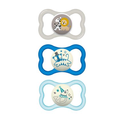 Picture of MAM Air Day & Night Baby Pacifier, for Sensitive Skin, Glows in The Dark, 3 Pack, 16+ Months, Boy
