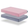 Picture of Biloban Crib Sheets Girl Fitted, 2 Pack Crib Sheet Fits for Standard Crib Mattress, Neutral Toddler Bed Sheets for Baby Boys, Grey & Pink, 52”X 28”