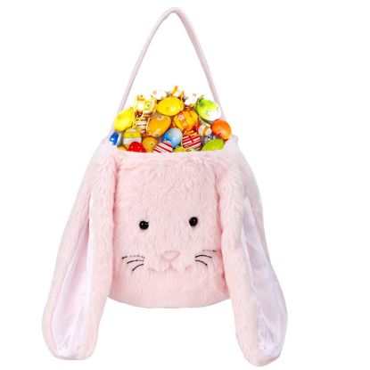 Picture of Plush Easter Bunny Basket, Bunny Easter Buckets with Long Plush Ear, Egg Hunting Easter Gift Bags, Easter Tote Bags for Easter Decorations Candy Gifts…